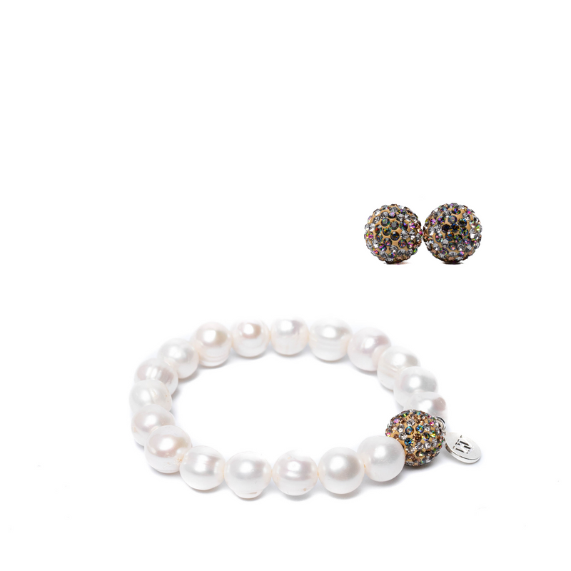 Gift Set: Bracelet Jackie + Crystal stud earrings, Earth