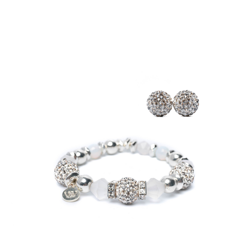 Gift Set: Bracelet Lux + Crystal stud earrings, Ice