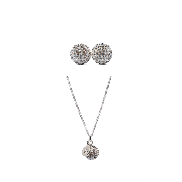 Gift Set: Crystal Pendant Necklace 45 cm + Stud Earrings, Ice