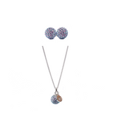 Gift Set: Crystal Pendant Necklace 45 cm + Stud Earrings,  Lavender