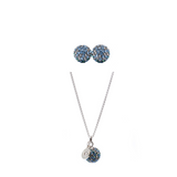 Gift Set: Crystal Pendant Necklace 45 cm + Stud Earrings, Midnight