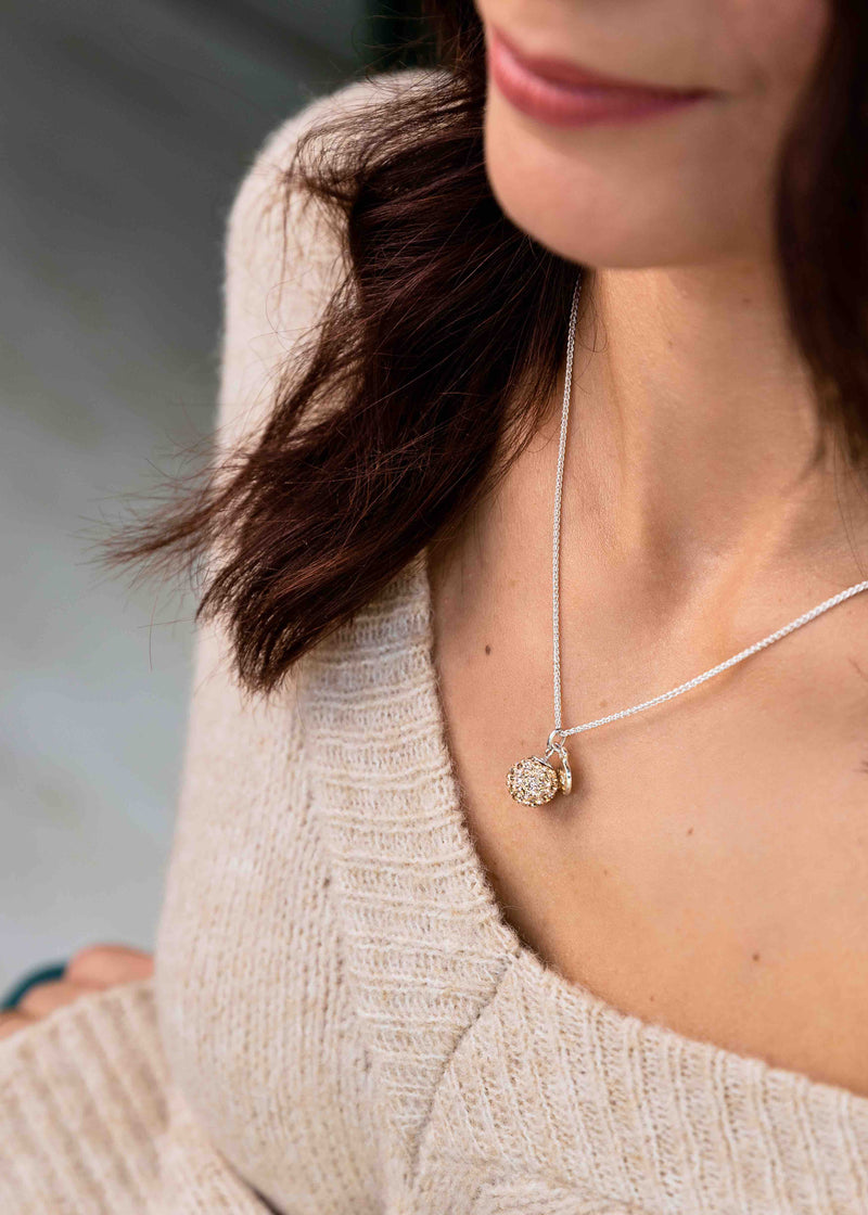 Gift Set: Crystal Pendant Necklace + Stud Earrings, Rose Gold