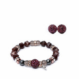Gift Set: Bracelet Lux + Crystal stud earrings, Merlot