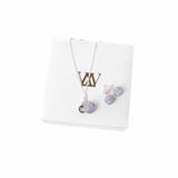 Gift Set: Crystal Pendant Necklace 45 cm + Stud Earrings, Cotton Candy