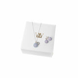 Gift Set: Crystal Pendant Necklace 45 cm + Stud Earrings,  Lavender